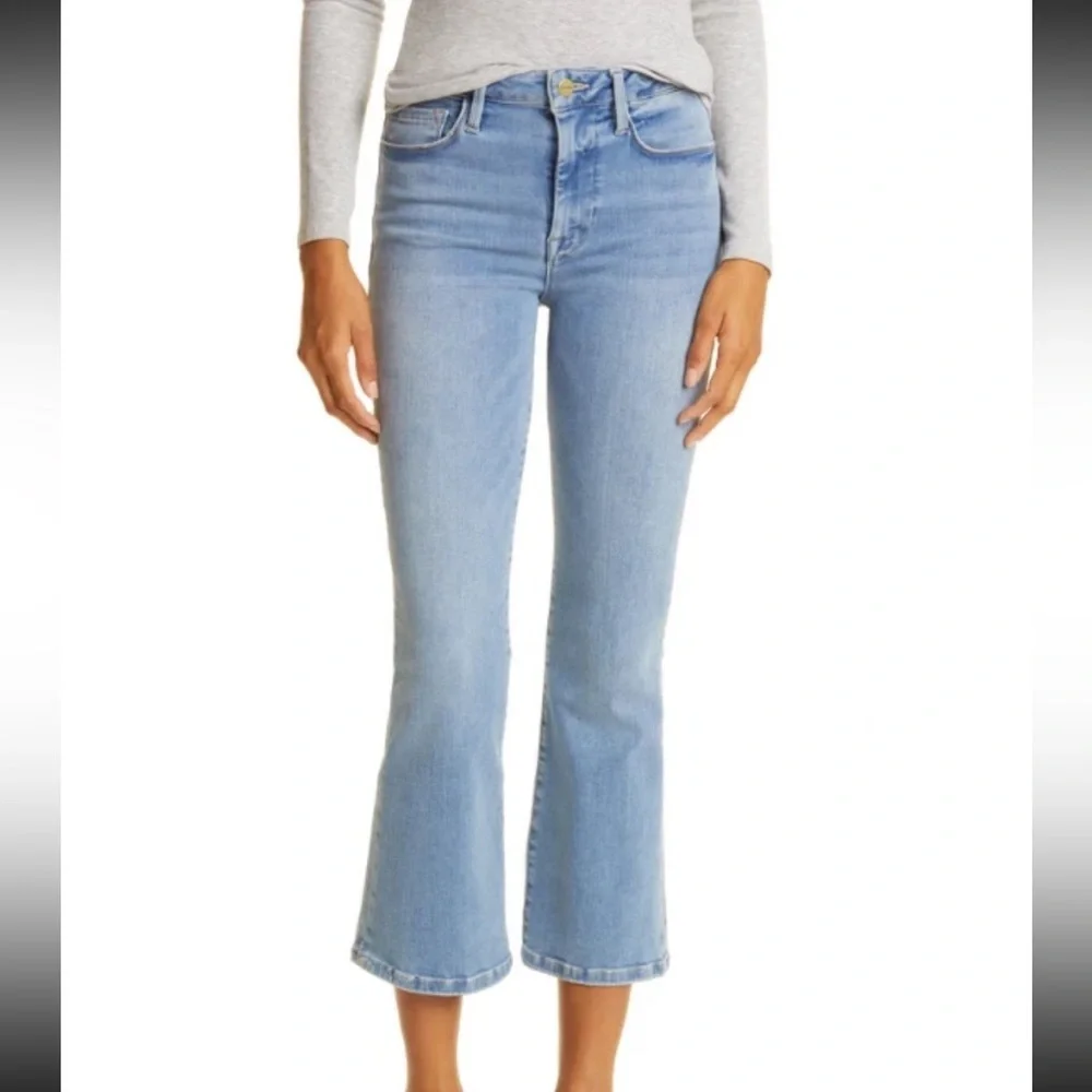 Frame Denim Womens 25-29 Le One Crop Mini Boot Mid Rise Stretchy Bootcut Denim